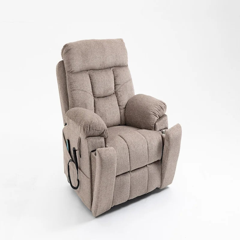Poltrona reclinabile elettrica Brown/Caffè con massaggio e riscaldamento, doppio motore, monoposto, 180 kg