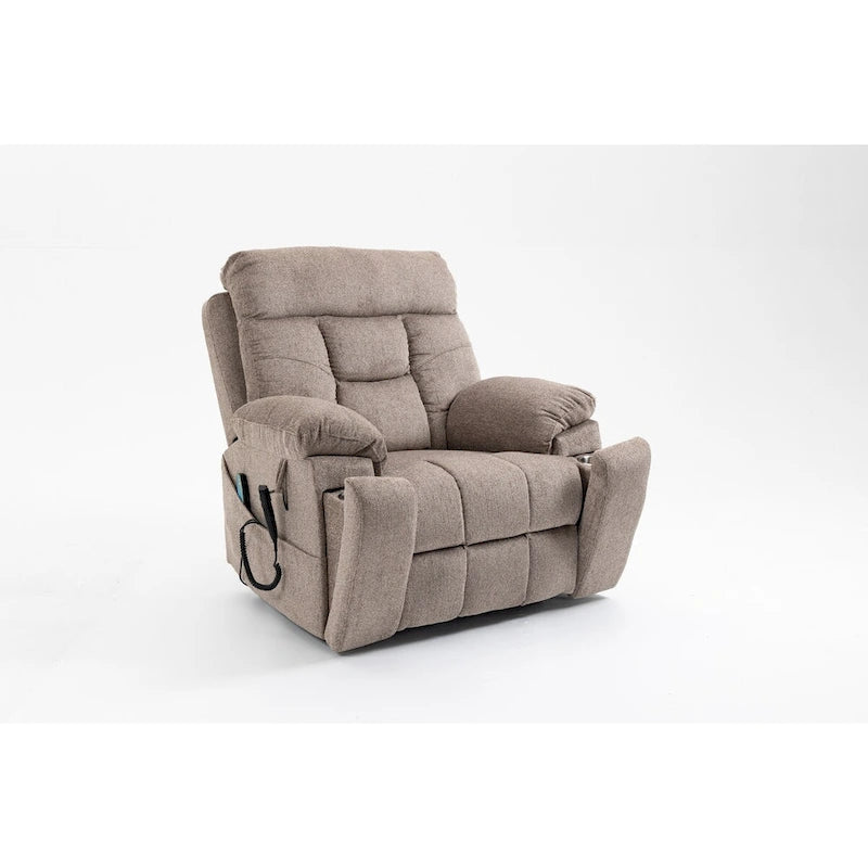 Poltrona reclinabile elettrica Brown/Caffè con massaggio e riscaldamento, doppio motore, monoposto, 180 kg