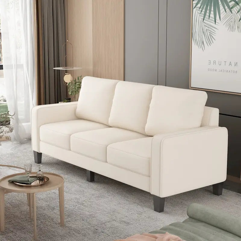 Divano a 3 posti con contenitore, Struttura in legno massello — Grigio chiaro / Beige / Grigio scuro