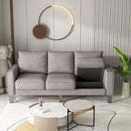 Divano a 3 posti con contenitore, Struttura in legno massello — Grigio chiaro / Beige / Grigio scuro