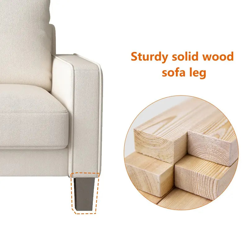 Divano a 3 posti con contenitore, Struttura in legno massello — Grigio chiaro / Beige / Grigio scuro