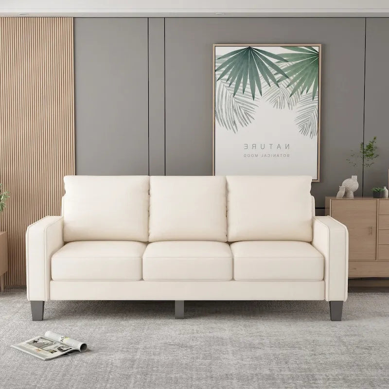Divano a 3 posti con contenitore, Struttura in legno massello — Grigio chiaro / Beige / Grigio scuro