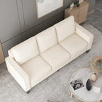 Divano a 3 posti con contenitore, Struttura in legno massello — Grigio chiaro / Beige / Grigio scuro