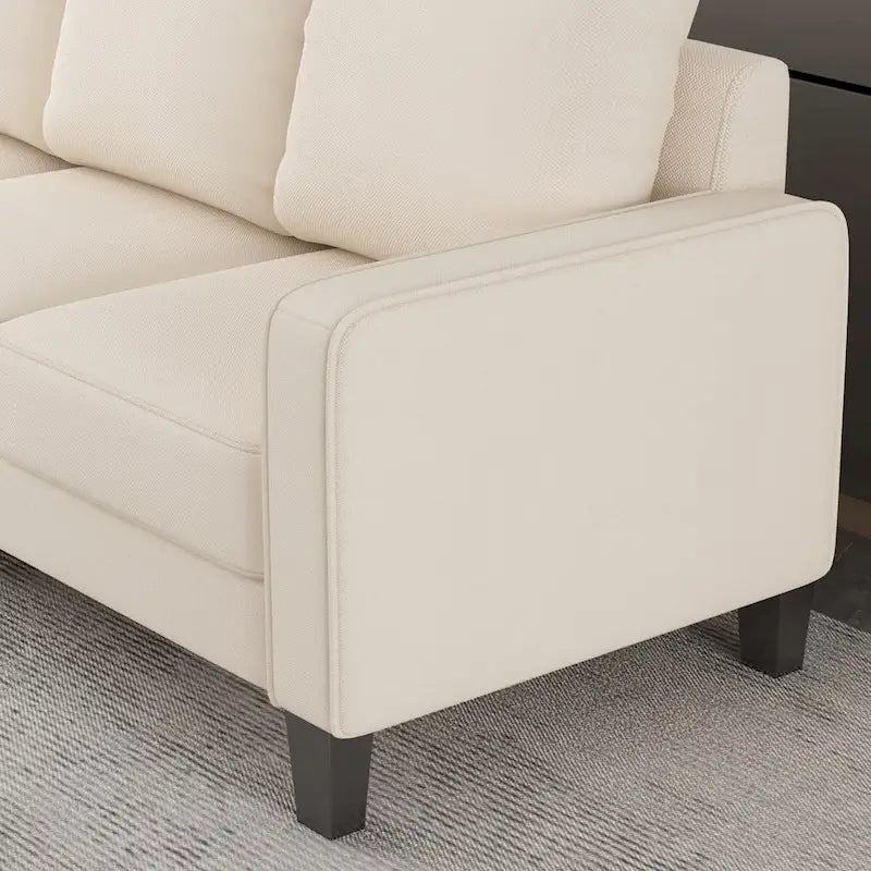 Divano a 3 posti con contenitore, Struttura in legno massello — Grigio chiaro / Beige / Grigio scuro