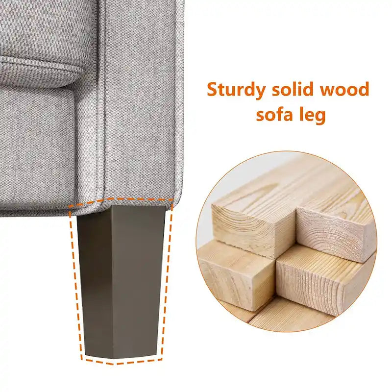 Divano a 3 posti con contenitore, Struttura in legno massello — Grigio chiaro / Beige / Grigio scuro