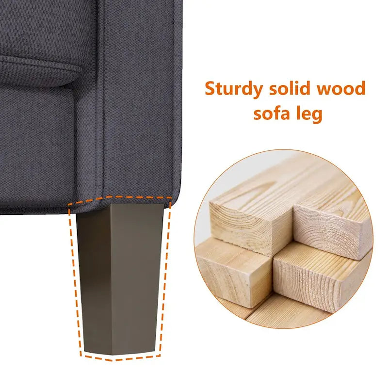 Divano a 3 posti con contenitore, Struttura in legno massello — Grigio chiaro / Beige / Grigio scuro