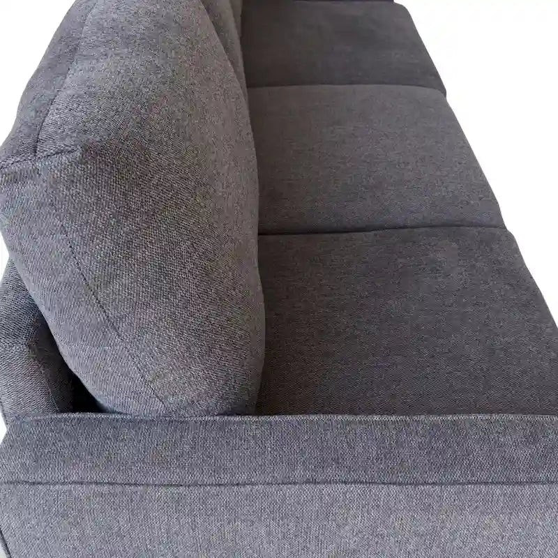 Divano a 3 posti con contenitore, Struttura in legno massello — Grigio chiaro / Beige / Grigio scuro