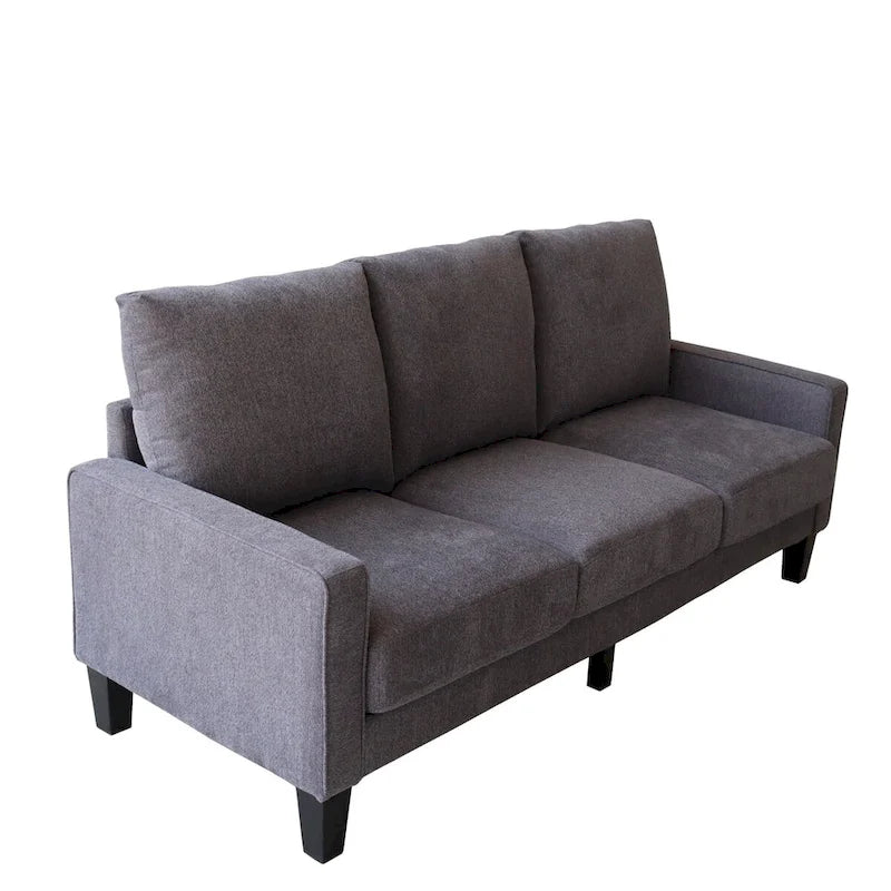 Divano a 3 posti con contenitore, Struttura in legno massello — Grigio chiaro / Beige / Grigio scuro