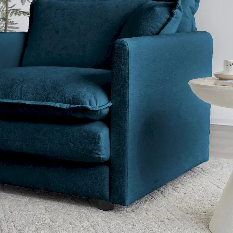 Set divano a 3 pezzi in ciniglia, beige/bianco/blu/verde, divano modulare a 2 e 3 posti