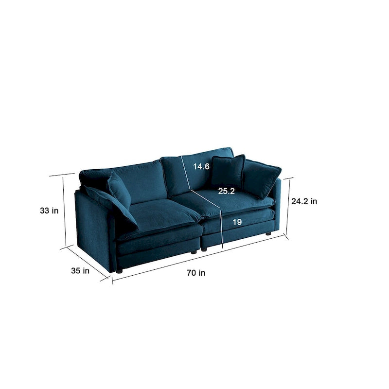 Set divano a 3 pezzi in ciniglia, beige/bianco/blu/verde, divano modulare a 2 e 3 posti