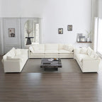 Set divano a 3 pezzi in ciniglia, beige/bianco/blu/verde, divano modulare a 2 e 3 posti