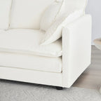 Set divano a 3 pezzi in ciniglia, beige/bianco/blu/verde, divano modulare a 2 e 3 posti