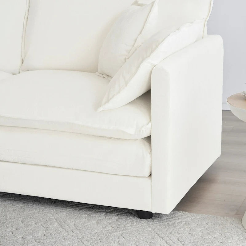 Set divano a 3 pezzi in ciniglia, beige/bianco/blu/verde, divano modulare a 2 e 3 posti