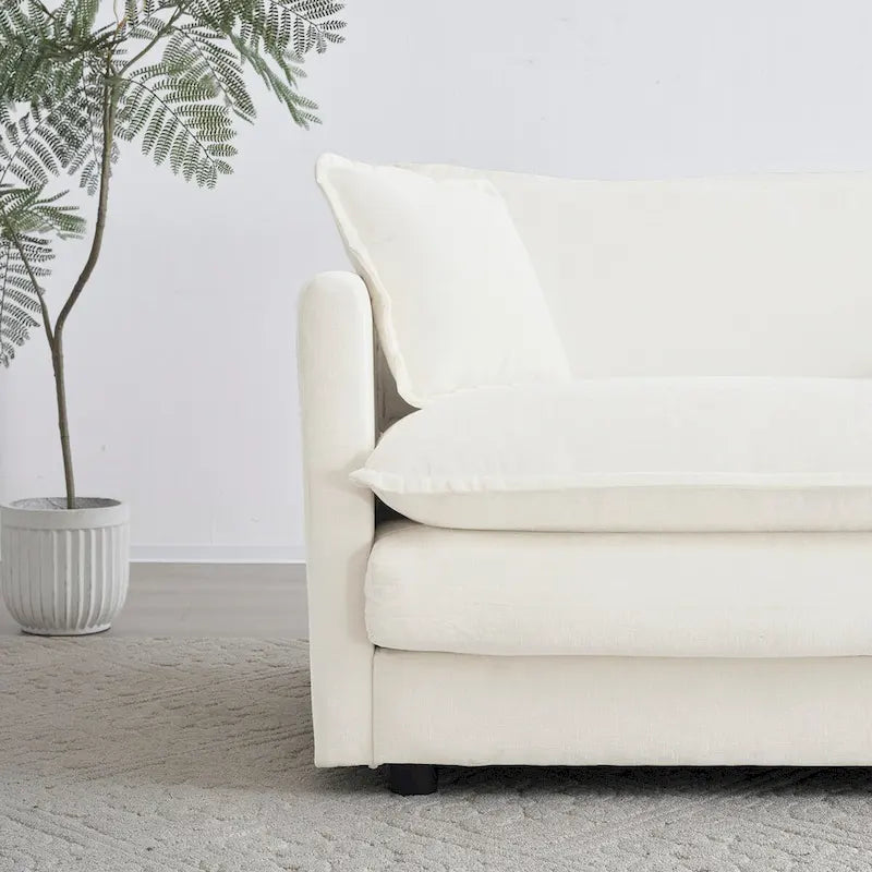 Set divano a 3 pezzi in ciniglia, beige/bianco/blu/verde, divano modulare a 2 e 3 posti