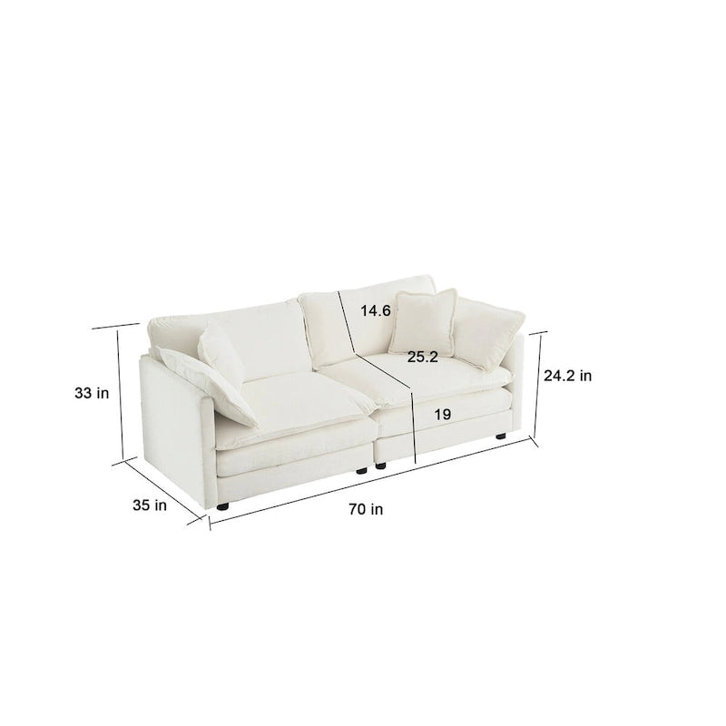 Set divano a 3 pezzi in ciniglia, beige/bianco/blu/verde, divano modulare a 2 e 3 posti