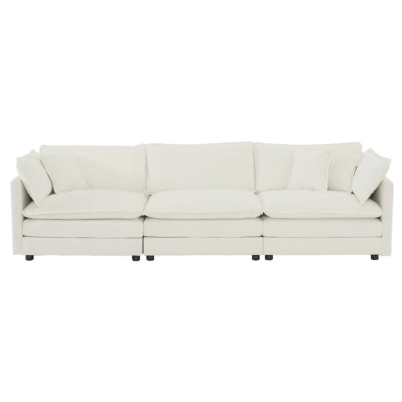 Set divano a 3 pezzi in ciniglia, beige/bianco/blu/verde, divano modulare a 2 e 3 posti
