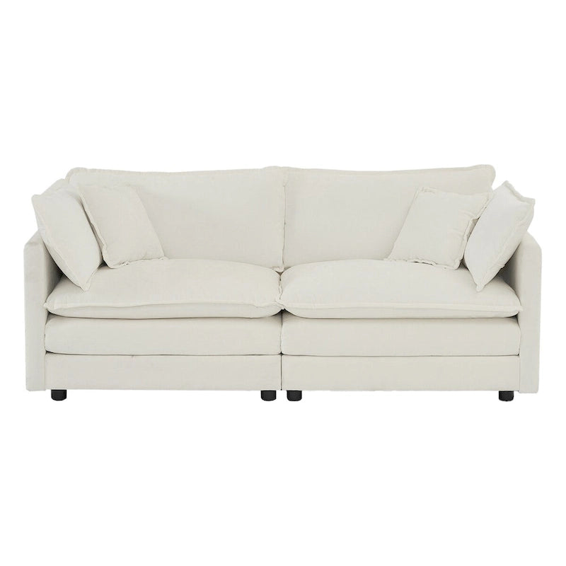 Set divano a 3 pezzi in ciniglia, beige/bianco/blu/verde, divano modulare a 2 e 3 posti