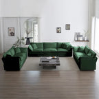 Set divano a 3 pezzi in ciniglia, beige/bianco/blu/verde, divano modulare a 2 e 3 posti