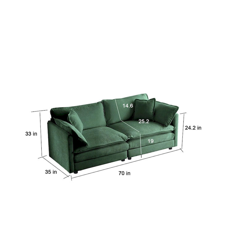 Set divano a 3 pezzi in ciniglia, beige/bianco/blu/verde, divano modulare a 2 e 3 posti