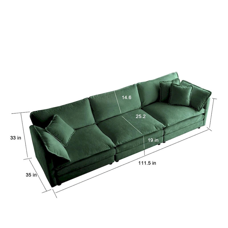 Set divano a 3 pezzi in ciniglia, beige/bianco/blu/verde, divano modulare a 2 e 3 posti