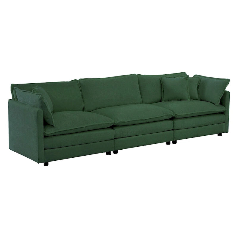 Set divano a 3 pezzi in ciniglia, beige/bianco/blu/verde, divano modulare a 2 e 3 posti