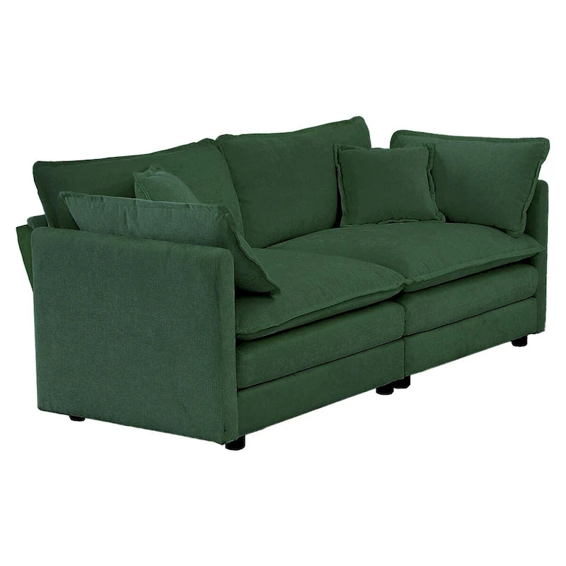 Set divano a 3 pezzi in ciniglia, beige/bianco/blu/verde, divano modulare a 2 e 3 posti