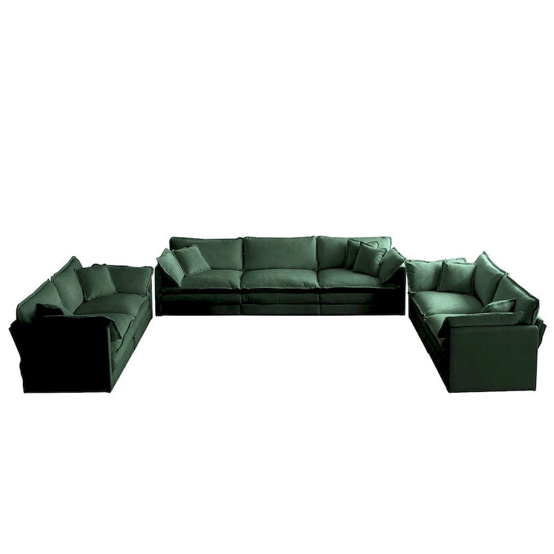 Set divano a 3 pezzi in ciniglia, beige/bianco/blu/verde, divano modulare a 2 e 3 posti