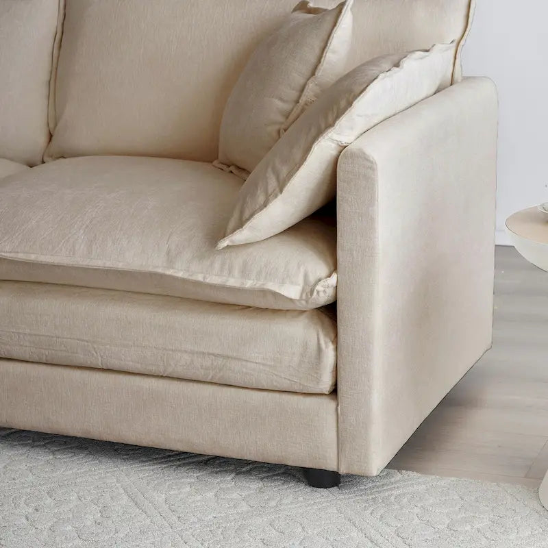 Set divano a 3 pezzi in ciniglia, beige/bianco/blu/verde, divano modulare a 2 e 3 posti