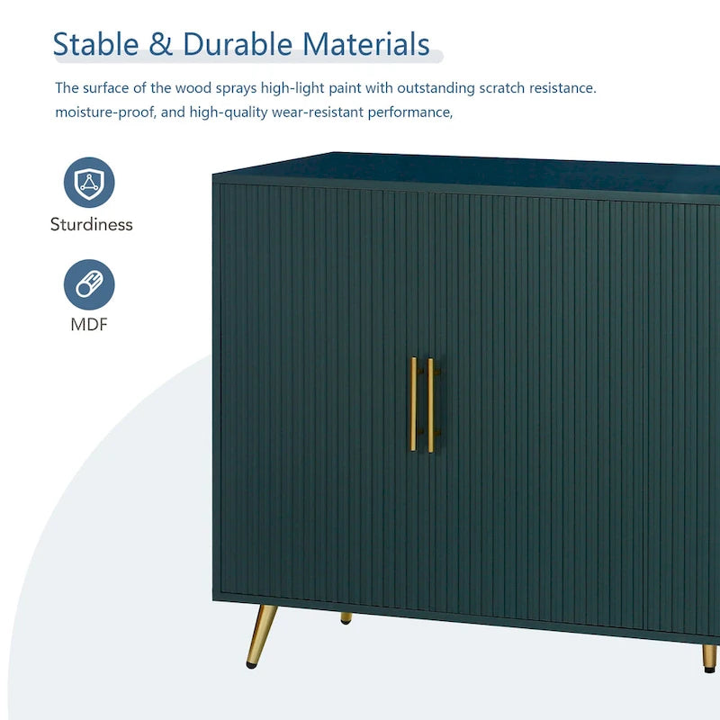 Madia a 4 ante con design a linee verticali - Blu navy / Bianco