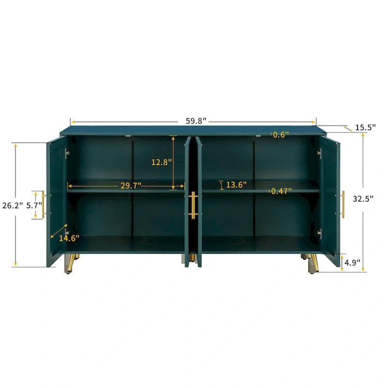 Madia a 4 ante con design a linee verticali - Blu navy / Bianco