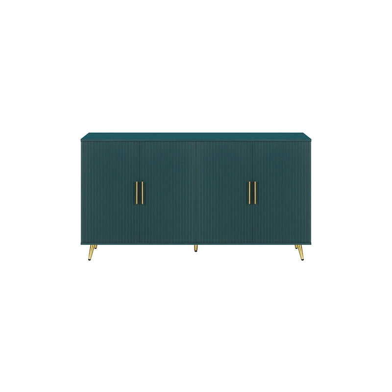 Madia a 4 ante con design a linee verticali - Blu navy / Bianco