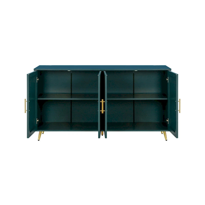 Madia a 4 ante con design a linee verticali - Blu navy / Bianco