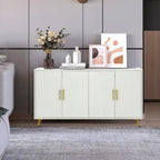 Madia a 4 ante con design a linee verticali - Blu navy / Bianco