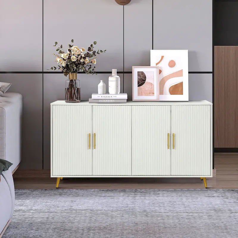 Madia a 4 ante con design a linee verticali - Blu navy / Bianco