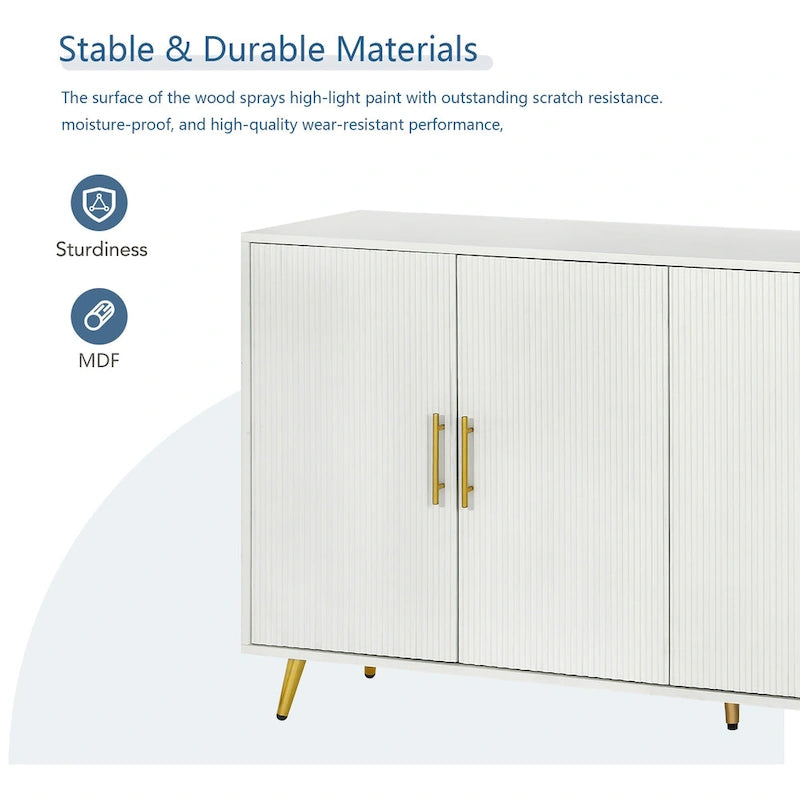 Madia a 4 ante con design a linee verticali - Blu navy / Bianco