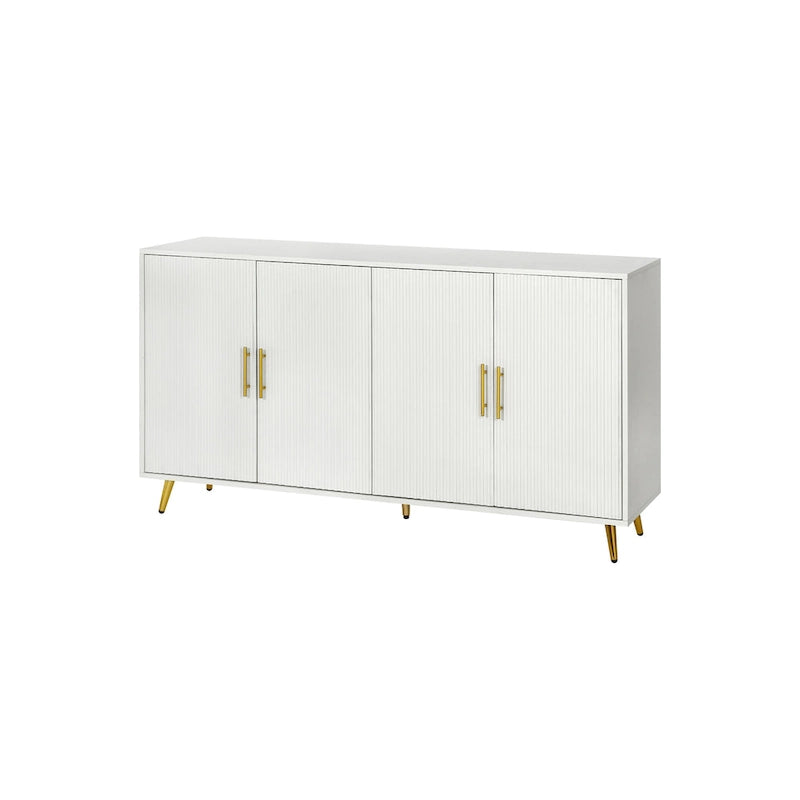 Madia a 4 ante con design a linee verticali - Blu navy / Bianco