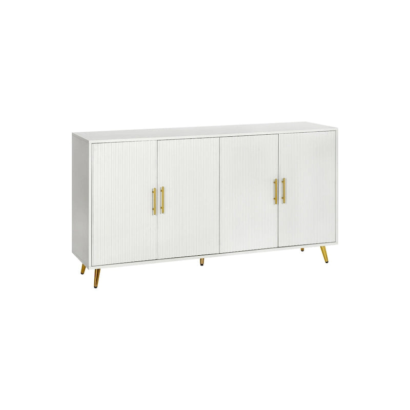 Madia a 4 ante con design a linee verticali - Blu navy / Bianco