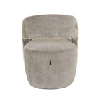 Poltroncina d'accento in tessuto grigio con schienale traforato, posto singolo