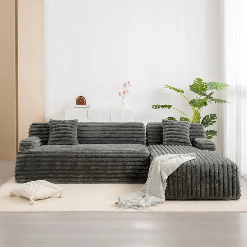 Modularna kutna sofa Cloud, moderna tapecirana sofa s 2 ukrasna jastuka, slobodno kombinirajuća modularna sofa u obliku slova L