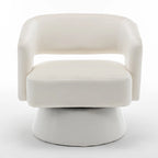 Poltrona girevole a barilotto in velluto blu/beige, seduta singola
