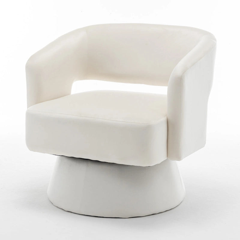 Poltrona girevole a barilotto in velluto blu/beige, seduta singola