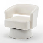 Poltrona girevole a barilotto in velluto blu/beige, seduta singola