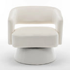 Poltrona girevole a barilotto in velluto blu/beige, seduta singola