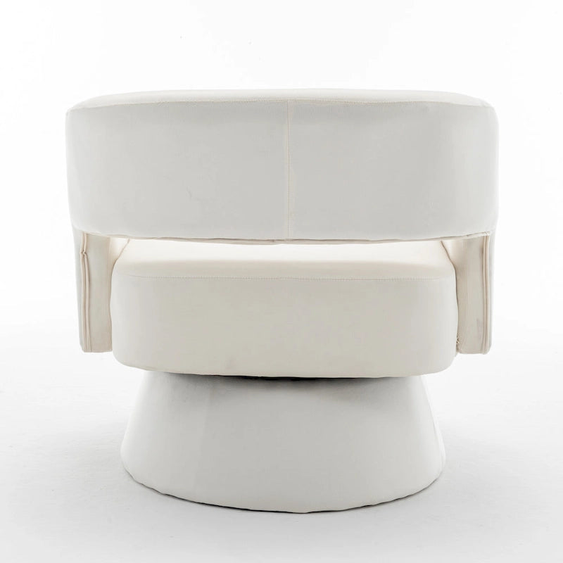 Poltrona girevole a barilotto in velluto blu/beige, seduta singola