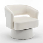 Poltrona girevole a barilotto in velluto blu/beige, seduta singola