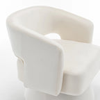 Poltrona girevole a barilotto in velluto blu/beige, seduta singola