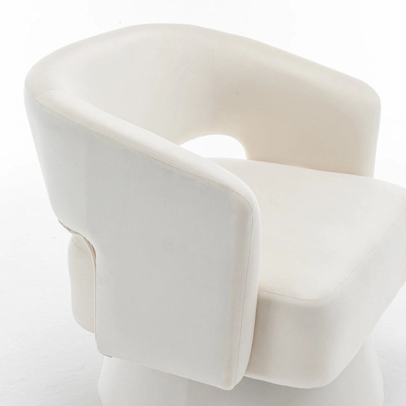 Poltrona girevole a barilotto in velluto blu/beige, seduta singola