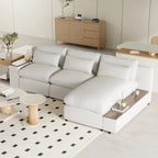 Divano Sezionale Modulare a L Beige, 3 Posti, Lato Destro