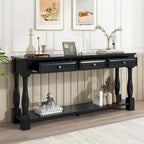 Consolle con cassetti e ripiano Espresso/Bianco Antico/Blu Scuro, Stile Vintage Francese