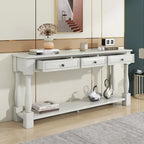Consolle con cassetti e ripiano Espresso/Bianco Antico/Blu Scuro, Stile Vintage Francese